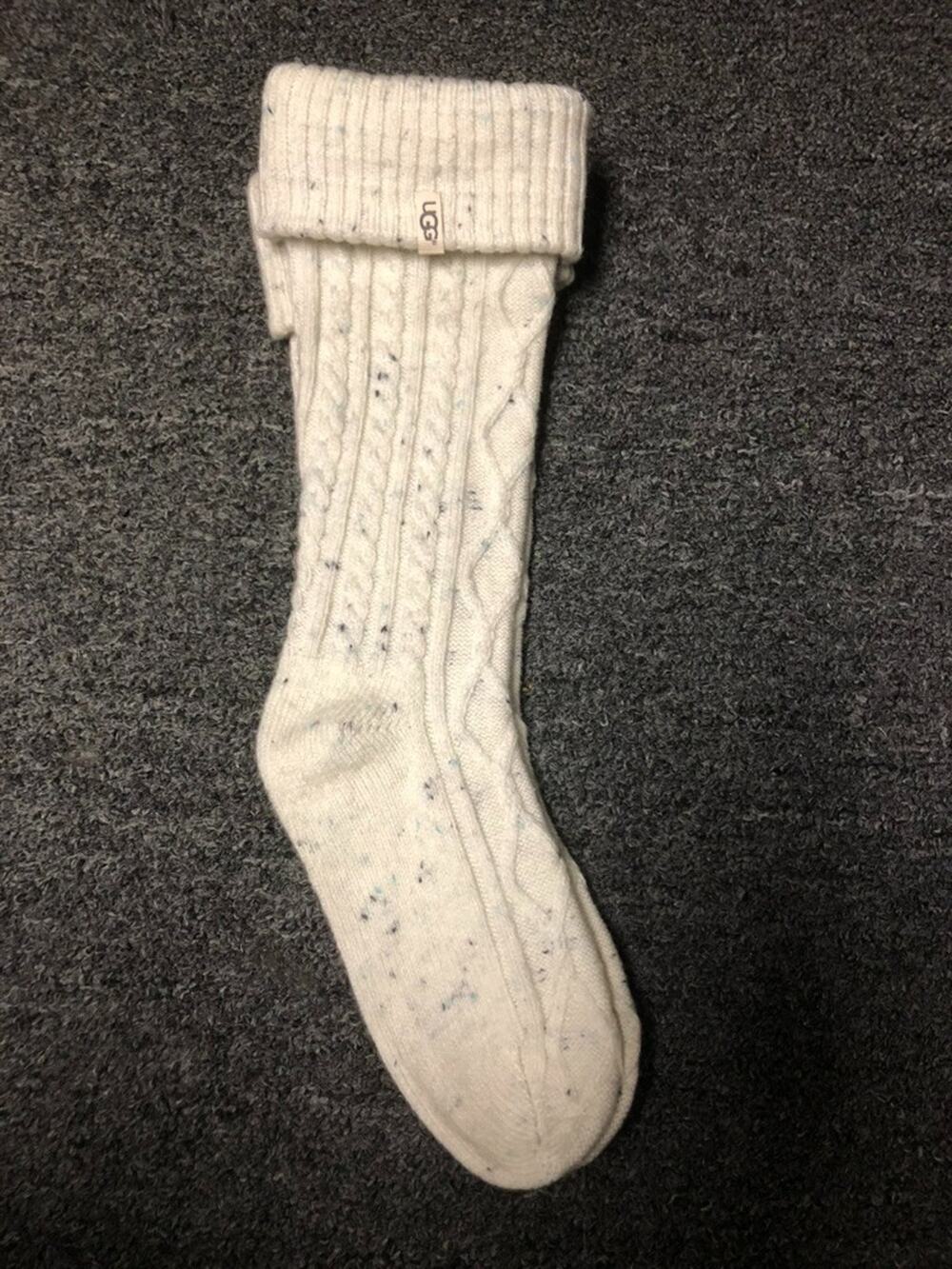 New Ugg Socks Womens Rain Boot Shaye Tall Cream Speckled Cable Knit Pattern